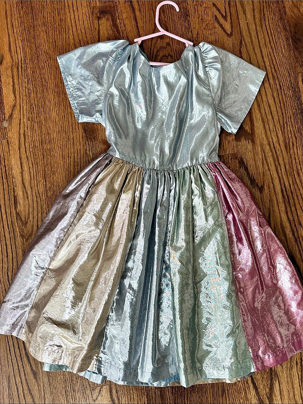 Mini Boden Girls Silver Color Block Party Dress Size 9-10Y